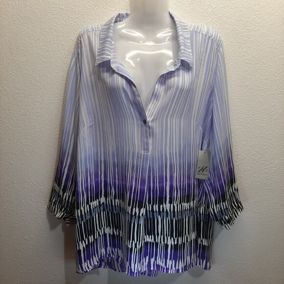 NWT ZOZO Women's Purple Design Button Collar Neck Top l Size: XL - Picture 13 of 14
